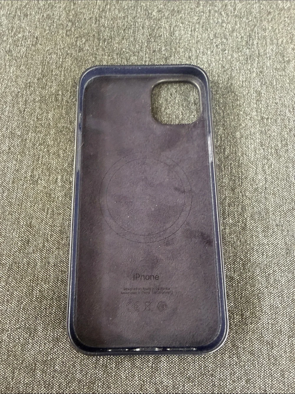 Apple Leather iPhone Case in Deep Blue iPhone 14 Plus